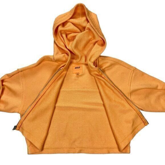 Aerie Cropped Hoodie Sweatshirt Womens XS Beach Party Zip Up Drawstring Coastal - Picture 6 of 16